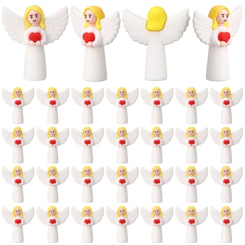 Amyhill 50 Pcs Mini Guardian Angel Figurines for Home Decor Plastic Angel Statues Catholic Religious Gifts for Religious Decor Nativity Scene Accents Church Event Favors