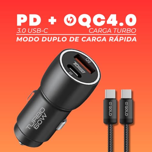Carregador Veicular Turbo Para Automóvel 60W Duas Portas | Carregamento Ultra Rápido USB 3.0 | 9,1A