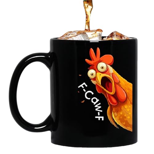 1x Funny Coffee Mug ? F Caw F Chicken Mug With Sound, Novelty Ceramic Rooster Coffees Cup For Men And Women, Fun Desk Decor For 