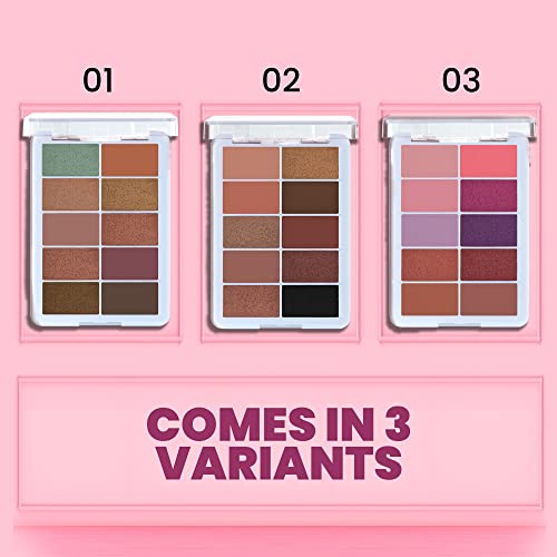 MARS Shimmer and Matte Eyeshadow Palette | 10 Highly Pigmented & Blendable Shades (10.0 gm) (SHADE-02) (Multicolor) - Image 4