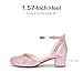 DREAM PAIRS Girls Dress Shoes Closed Toe High Heels Ankle Strap Toddler Little Big Kid Wedding Flower Party Pump,Size 4 Big Kid,Pink,KKUMPU2501