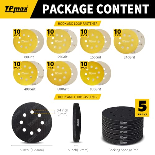image for TPmax 5 Pack 5 Inch 8 Holes Hook and Loop Soft Density Interface Pads 