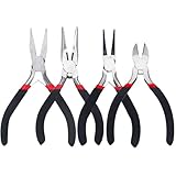 Juego de 4 Alicates para Joyas Pinzas para Bisutería de Corte Pinza de Boca Afilada Plana, Kit de Herramientas de Micro...