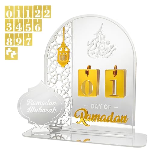 Calendario Ramadán Acrílico, Calendario Adviento Ramadán, Diy Calendario Ramadán De Cuenta Regresiva, Eid Mubarak Decoración Plata
