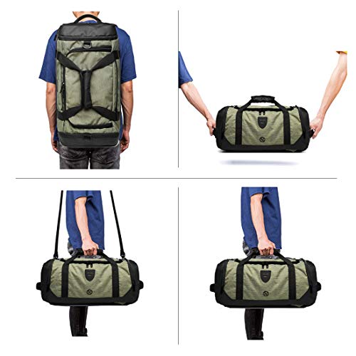 Gym Bag Backpack Waterproof Duffle Bags Travel Weekender Duffel Bag for Men Women Overnight Bag with Shoes Compartment Green