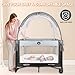 Zkaitoy Pack N Play Tent - Mini Crib Tent to Keep Baby from Climbing Out - Crib Net to Keep Baby in - Pop Up Breathable Cribs Cover - Canopy with Upgrade Strong Mesh and Durable Zipper (Gray, Small)