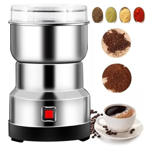 Image of 𝟏𝟓 𝐘𝐞𝐚𝐫𝐬 𝐖𝐚𝐫𝐫𝐚𝐧𝐭𝐲 Electric Coffee Grinder 300W - Stainless Steel Mini Masala Grinder for Spices, Seeds, Nuts, Coffee Beans - Dry Masala Mixer with Large Capacity