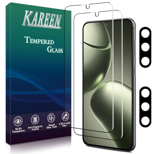 Image of KAREEN 2+2 Pack Screen Protector for Samsung Galaxy S25 Tempered Glass Film with Camera Lens Protector, Fingerprint Unlock Support, Anti Scratch, Bubble Free, Case Friendly