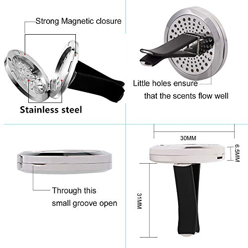 9 Pcs Silver Car Aromatherapy Fragrance Essential Oil Diffuser Vent Clip Stainless Steel Diffuser With 108 Replacement Felt Pad,Car Essential Oil Diffuser Vent Clip,Car Diffuser For Essential Oils #TOP6
