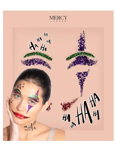 Joker Face Stickers by Mercy London Clown Glitter...