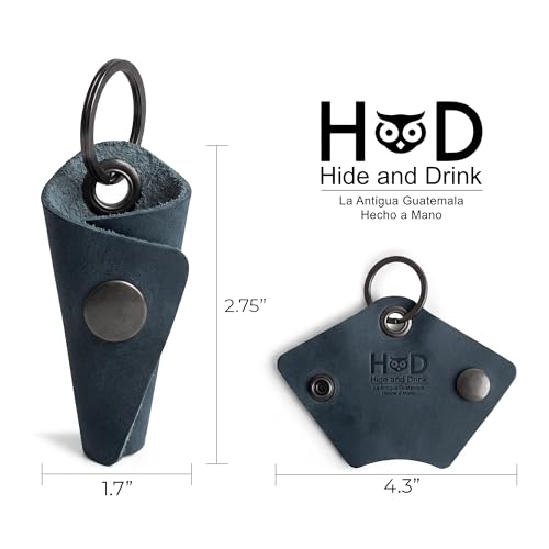 Image of Hide & Drink Full Grain Leather Wrap Keychain, Organizer Snap Closure, Key Ring Cover, Silencer Sleeve Key Holder for Men