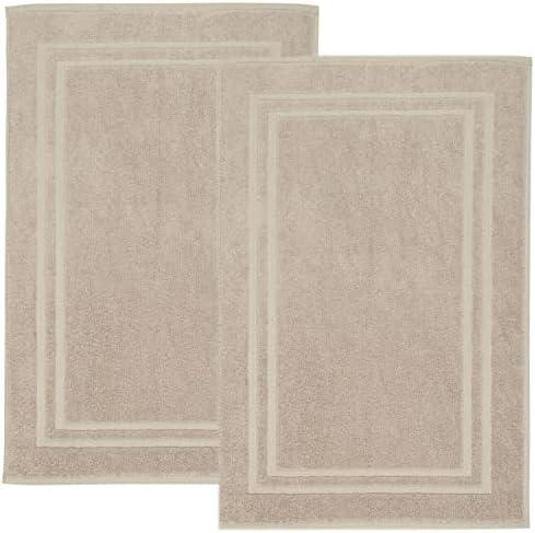 Pack Of 2 Cotton Bath Mats, Hotel Style Cotton Banded, 800 GSM Terry Towelling Bathroom Shower Mat, Soft & Absorbent Floor Towel, Twin Set (Light Blue)
