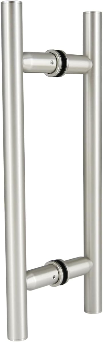 Stainless Steel 304 Grade Back to Back Shower Door Ladder Pull Handle for 3/8”~ 1/2” inch Glass Thickness (Matt Black Finish, 12 in (Center to Center: 8 in))