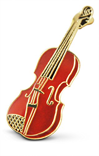 Image of 3-Piece Light Brown String Violin Fiddle Musician Lapel or Hat Pin & Tie Tack Set with Clutch Back by Novel Merk