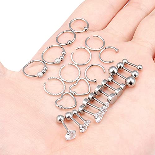 Ftovosyo 18G Cartilage Earrings Hoop Studs For Women Surgical Steel Forwards Helix Earring Hoop Daith Conch Tragus Earrings Piercing Jewelry For Men Girls #TOP4