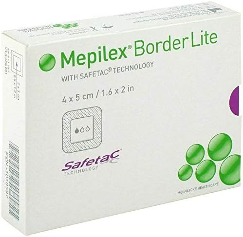 New Border Lite - 4cm x 5cm - Pack of 5 Silicone Dressings