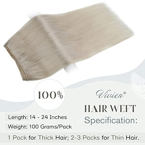 Vivien Blonde Hair Extensions Sew In Human Hair 16 Inch 100G Hand Tied Weft Real Human Hair Extensions #60 Blonde Weft Hair Extensions Handmade #TOP4