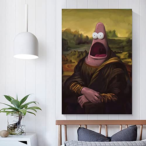 Ypd Patrick Star Famous Painting Lisa Funny Spoof Canvas Art Poster And Wall Art Picture Print Modern Family Bedroom Decor Posters 12X18Inch(30X45Cm) #TOP4