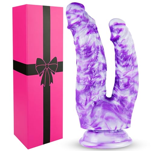8 Inch Fantasy Anal Double Ended Dildo for Women Beginners 7 Soft Silicone Realistic Big Double Sided Head Dildo with Suction Cup 6 Colorful Purple G-Spot Small Dildos Adult Sex Toy for Lesbian