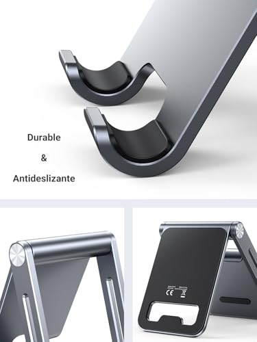 UGREEN Soporte Móvil Mesa, Suporte Teléfono Plegable Multiángulo, Stand Escritorio de Aluminio Compatible con iPhone 14 Pro MAX /14, Galaxy S22, Xiaomi Redmi Note 11 Pro/10 Plata - imagen 5