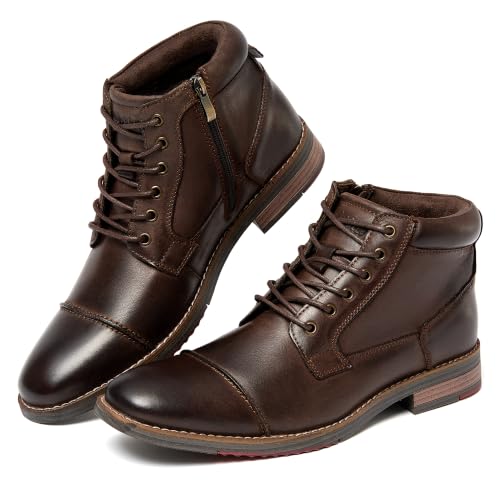 Image of Arkbird Mens Dress Boots Genuine Leather Cap Toe Ankle Boot with Side Zipper for Casual Business Formal Wear