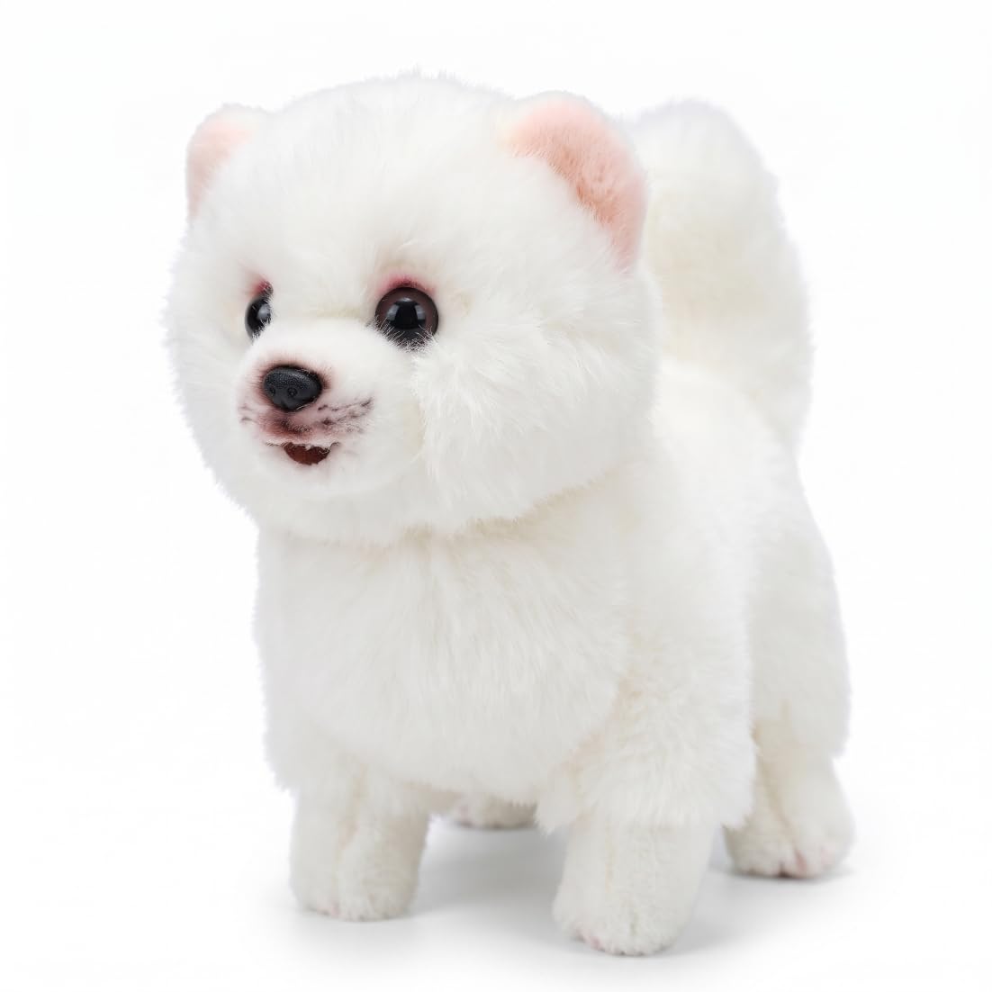 Simpatico animale di peluche, morbido peluche per cani Pomerania, bianco