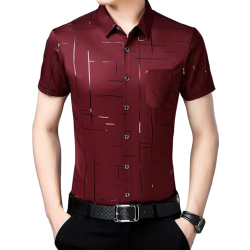 Chemise d'été à manches courtes pour homme rayée avec col à revers chic