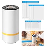 Vakuumierer,Vakuumiergerät mit 15 Wiederverwendbare Vakuumbeuteln,Mini Handvakuumierer Vakuumpumpe Vacuumiergeraet Elektrisch Folienschweißgerät Zur Aufbewahrung Von Lebensmitteln