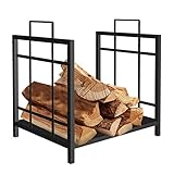 CWCQGH Leñero de 17 Pulgadas para Exteriores, Moderno leñero de Estilo rústico con Asas, Soporte Tubular de Acero para Almacenamiento de Madera.