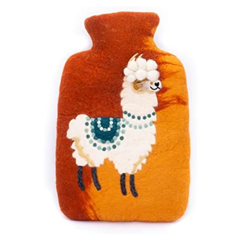 feelz - Wärmflasche Alpaka, lustige Bettflasche aus 100% Wolle Cover
