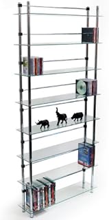 WATSONS MAXWELL - 8 Tier 344 DVD/Blu-ray / 520 CD/Media Storage Shelves - Clear/Silver