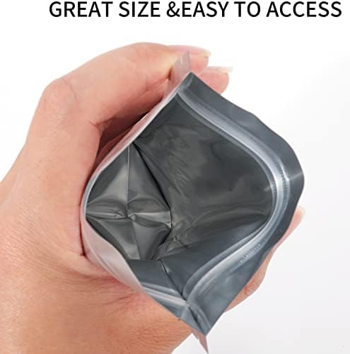 XFXIA 100 Pack Mylar Bags Smell Proof Bags, Foil Ziplock Baggies,Resealable Stand Up Packaging Pouch Bags for Food Storage,Candy,Cookie,Bath Salts (4 x 6 Inch, silver)