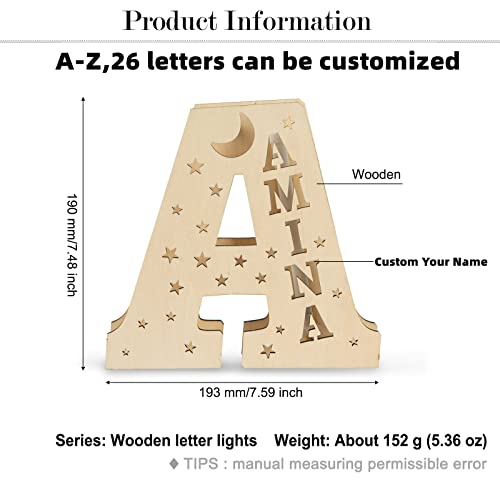 Lámpara nocturna personalizada de nombre de madera para niños miniatura 3