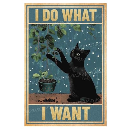 Targhe in metallo "I Do What I Want Black Cat" Vintage Signs Retro Alluminio Tin Sign per Toilette Giardino Casa Bar Cafe Decor 20,3 x 30,5 cm