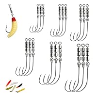 18 Stück Angelhaken mit Widerhaken, 6 Größen Rotierende Wirbelhaken für Forellen Angeln – Rotate Fishing Rig Hooks, Forellen Rotor Haken Angelwirbel, Perfekt für Meeres- und Süßwasserangeln