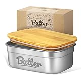EAZTTOUZ Stainless Steel Butter Dish with Lid, Airtight Butter Container with Silicone Seal for Refrigerator & Countertop, Holds 4 Sticks East Coast/2 Sticks West Coast Butter (Large)