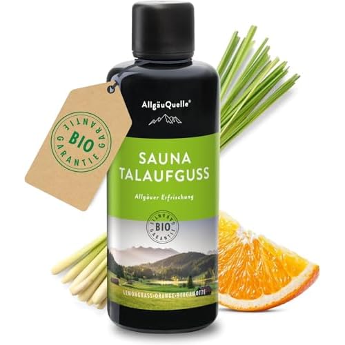 AllgäuQuelle® Saunaaufguss mit 100% Bio Öle Erfrischung Lemongrass Orange Bergamotte 100ml
