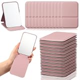 Fiwochic 12 Pcs Compact Portable Mirror Bulk Handheld Folding Pocket Makeup Mirror 4.2'' Travel Ultrathin Mirrors for Camping Home Office Sleepover Party Women Mom Party Gift (Rectangle,Pink)