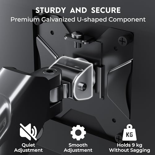 BONTEC Monitor Wall Mount Bracket for 13-32" Screens, Gas Spring Adjustable Monitor Arm, Height Adjustable, Tilt, Swivel & Rotate, VESA 75x75, 100x100mm, Holds up to 9KG, Heavy Duty, Ergonomic Design - Image 3