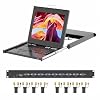 1U Rack Mount KVM Console,Arvitek 17 LCD Monitor KVM Switch 8 Port VGA w/Cables,Keyboard Touchpad,Fits 23.631.8 Rack Depth, Support 1280 * 1024