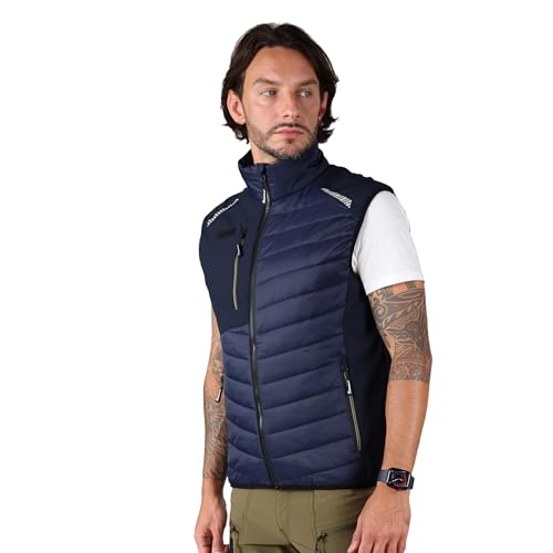 Ellobird Mens Lightweight Puffer Vest Men Work Hiking Casual Winter Cotton Quilted Jacket Workwear Sky Captain Large