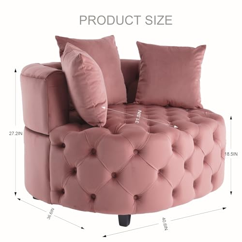 Sillón redondo terciopelo rosa moderno miniatura 3