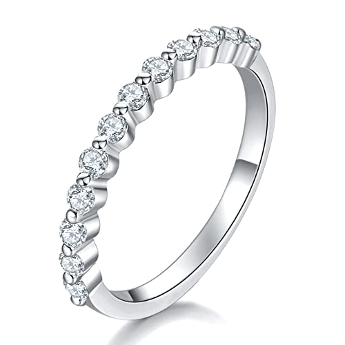 Chaski Moissanite Wedding Band Ring Womens Engagement Eternity Band 0.36 Ct G H Color Sterling Silver Bridal Jewelry Gift Platinum Gold Plated #TOP4