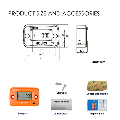Jayron Digital Wireless Hour Meter,Vibration Activation,Used for Generator Marine ATV Lawn Mower and Equipment That Vibrates at Work - Thumbnail 5