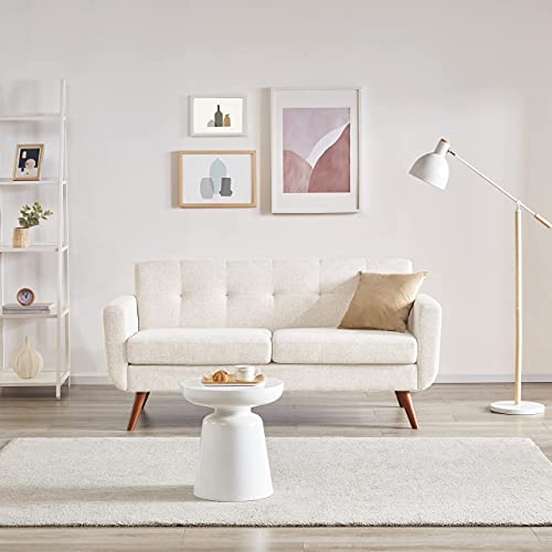 Tbfit 65" W Loveseat Sofa, Mid Century Modern Decor Love Seats Furniture, Button Tufted Upholstered Love Seat Couch For Living Room (Cream Beige) #TOP3