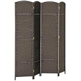 HOMCOM Biombo Plegable de 4 Paneles160x170 cm Salón Dormitorio Marrón