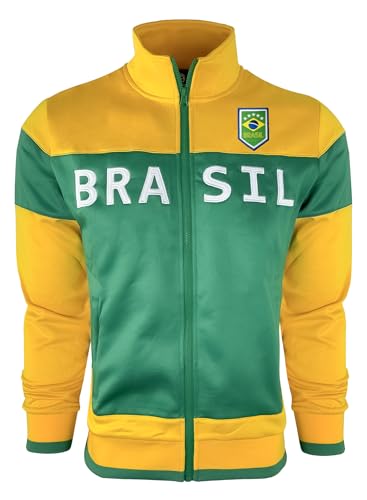 Just 4 Kicks Boy's Brasil Track Jacket, Youth Sizes Brazil Full Zip Sweater Jacket With Zipper Pockets2