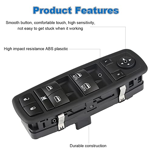 Wmphe Dual-Automatic Electric Power Window Switch Compatible With Ram 1500 2500-2013 2014 2015, Dodge Grand Caravan And Chrysler Town & Country 2012 To 2015, Replacement For 68110866Aa, 68110866Ab #TOP3