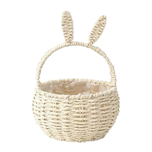 Panier De Pâques Avec Oreilles De Lapin Panier De Rangement En Corde De Papier Tressé Léger Et Portable
