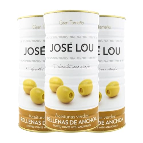 Aceitunas rellenas de anchoa José Lou lata 1400 g pack de 3